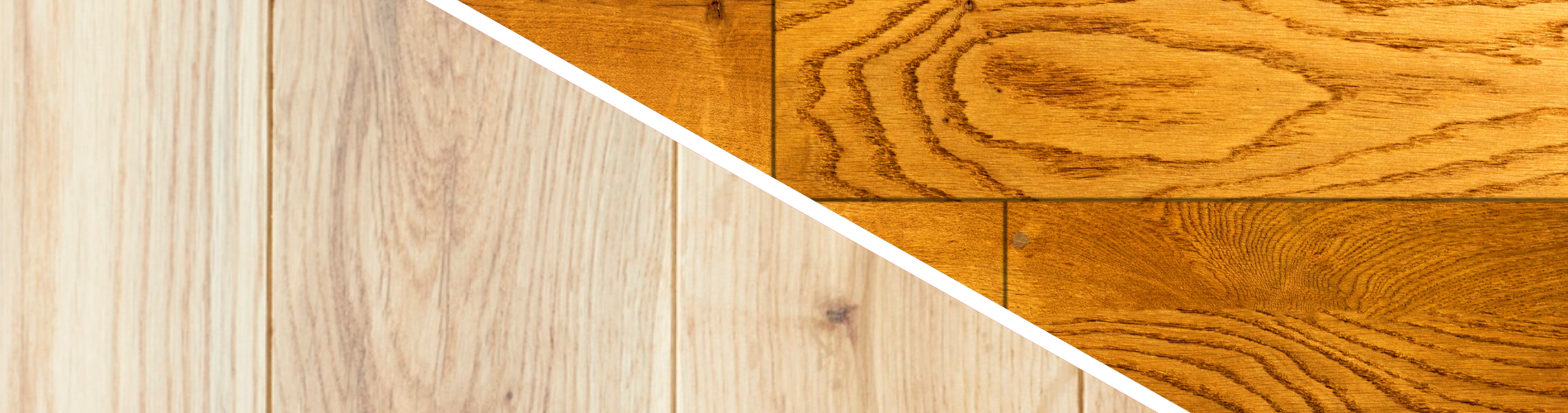Side-by-side comparison of luxury vinyl plank and natural hardwood flooring samples