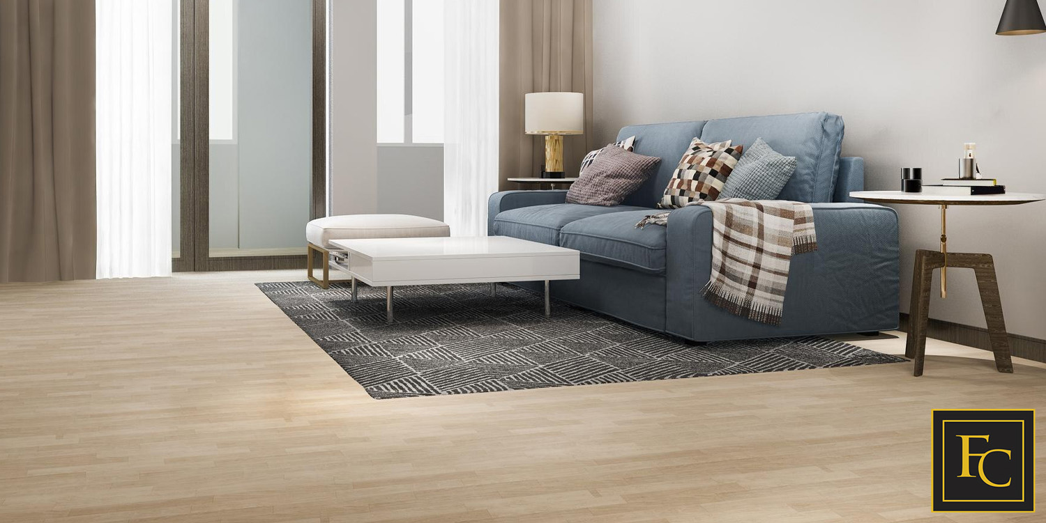 New flooring with sofa and table