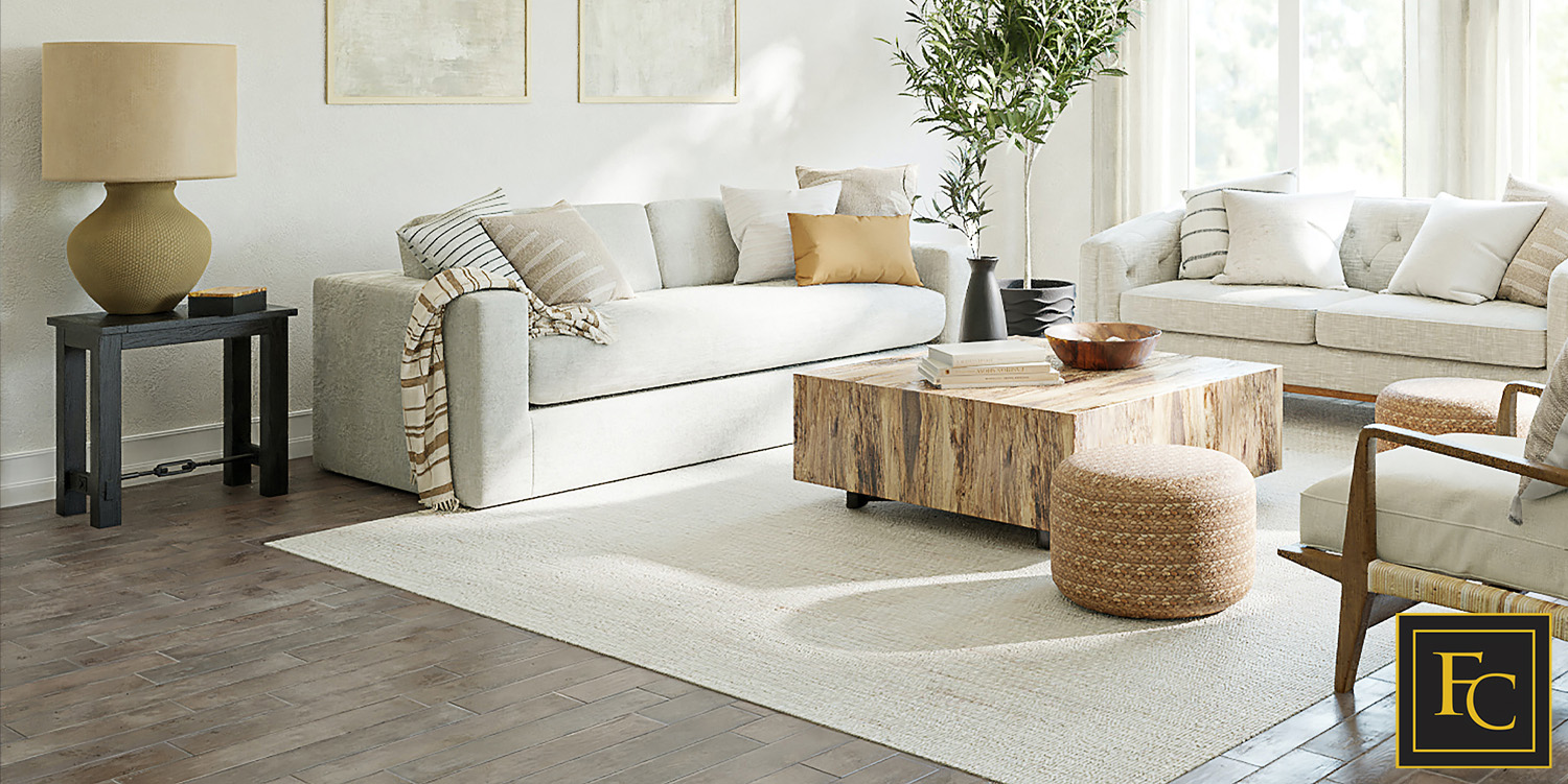 Elegant living room flooring