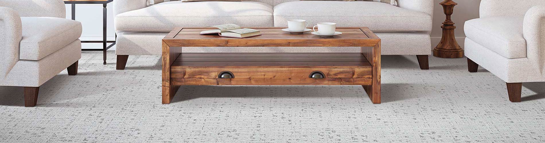 living room with wood table