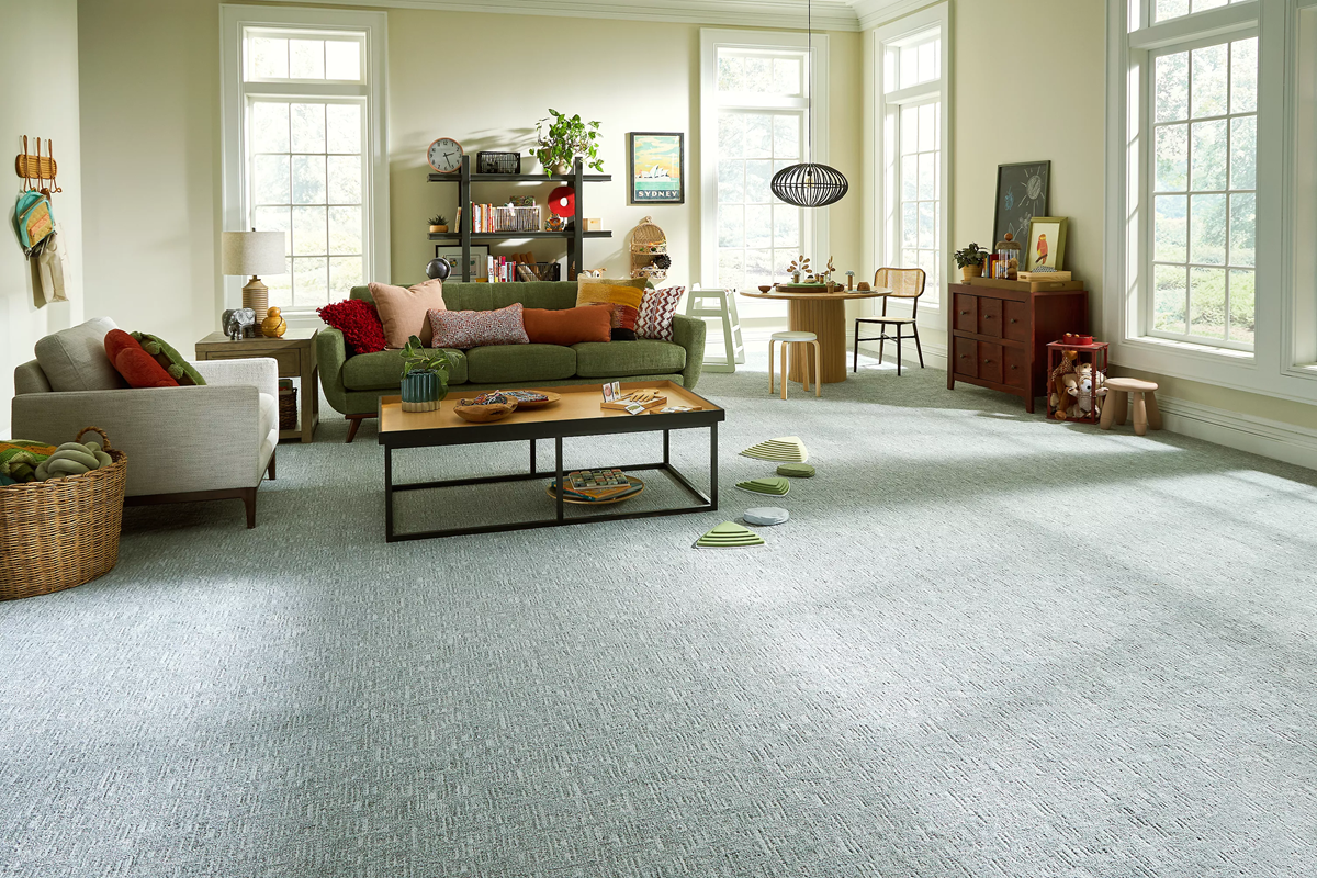 Eco-friendly carpet in a living room