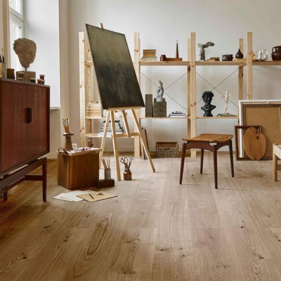 Lico True Earth plastic-free flooring plank made from recycled leather, wood fiber, and cork