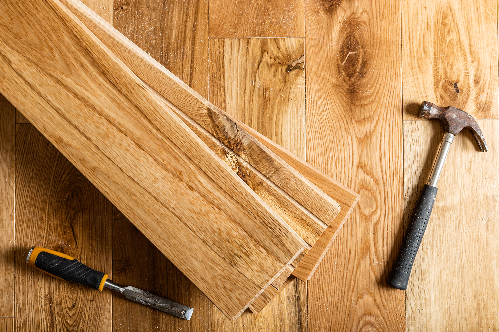 Damaged floor awaiting repair